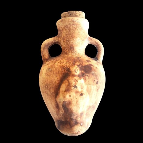 Miniature Amphora Vase With Woman Figure Lifting Skirt to Show Behind Anasyrma - Picture 2 of 13